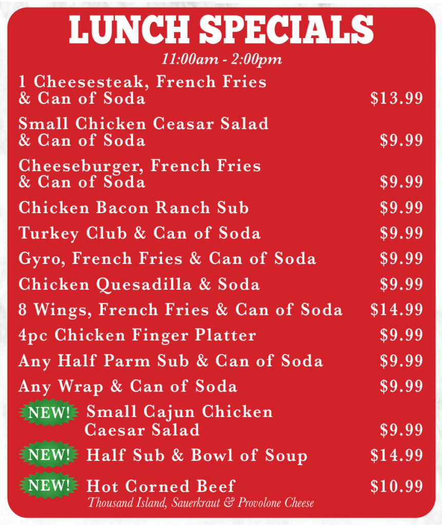 joes famous cheesesteaks atlantic city new jersey, AC NJ, Lunch Specials