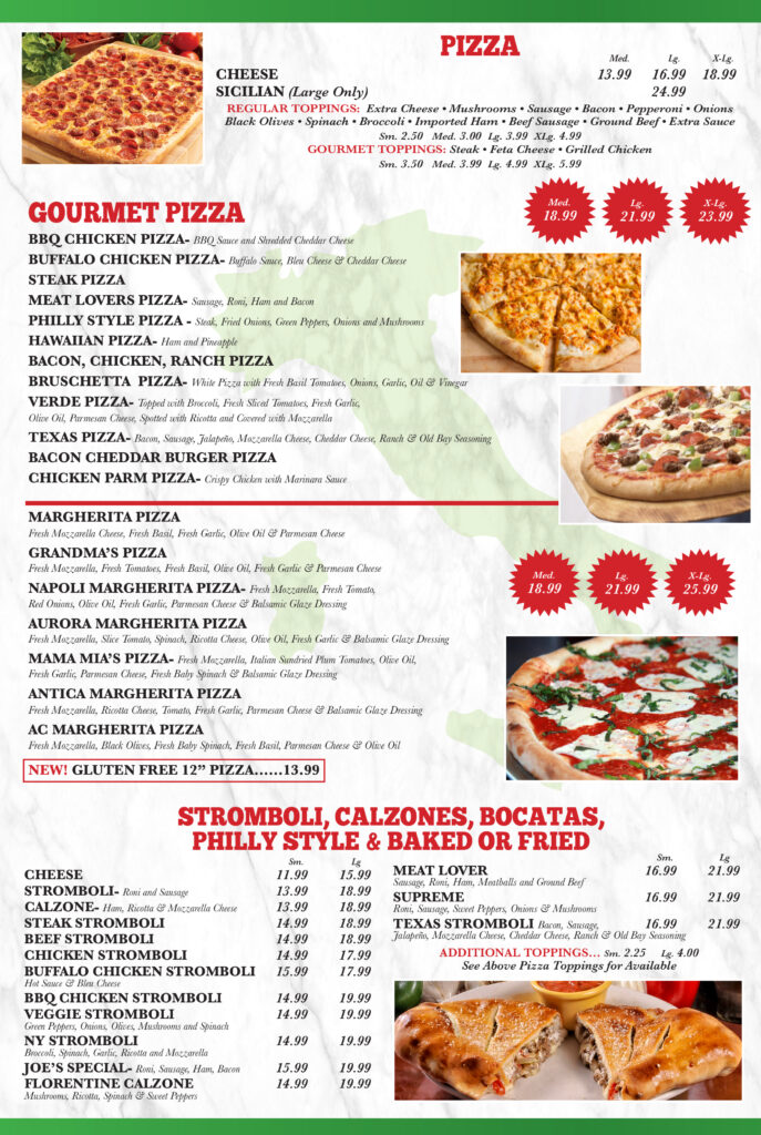 Joes famous hoagies steaks pizza in Atlantic City New Jersey Pizza Menu, Near Me